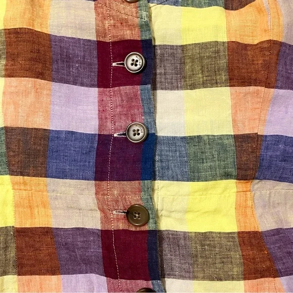 Aritzia Wilfred Ducharme Linen Button Down Plaid Mini Dress 6 - Picture 6 of 9
